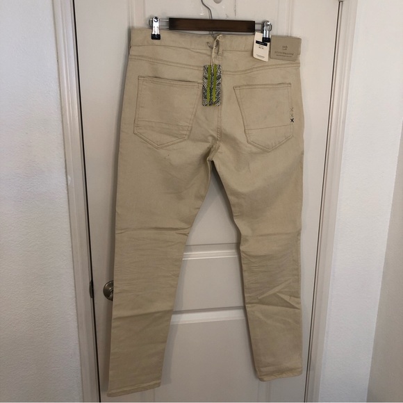 NWT New Scotch & Soda Amsterdam skim Regular 36 Slim Fit Jeans Beige cream $149 - Picture 11 of 16